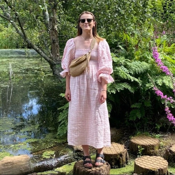 Sleeper | Dresses | Sleeper Dress Pink Gingham Linen Sz Xsxsmall | Poshmark
